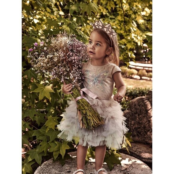 TUTU DU MONDE Bebe Infant Bloom Butterfly Tutu Dress in Nougat Mix Size 0-3 Mos - Picture 3 of 7